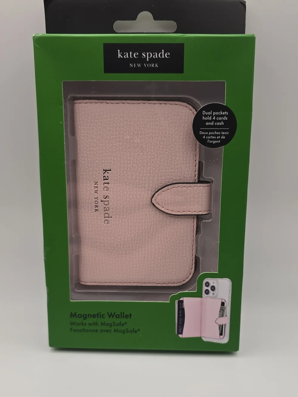 kate spade Pink Magnetic Wallet for Phone Case with Card Slots